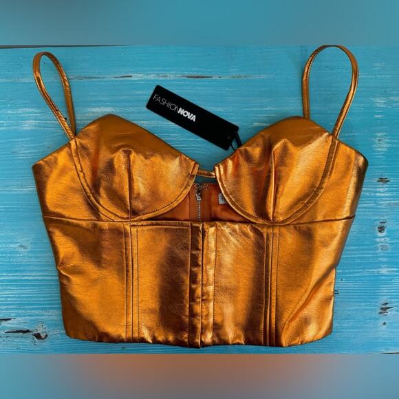 Brand New Party Girl Xtra Small Corset Top - Metallic Orange - Picture 1 of 4